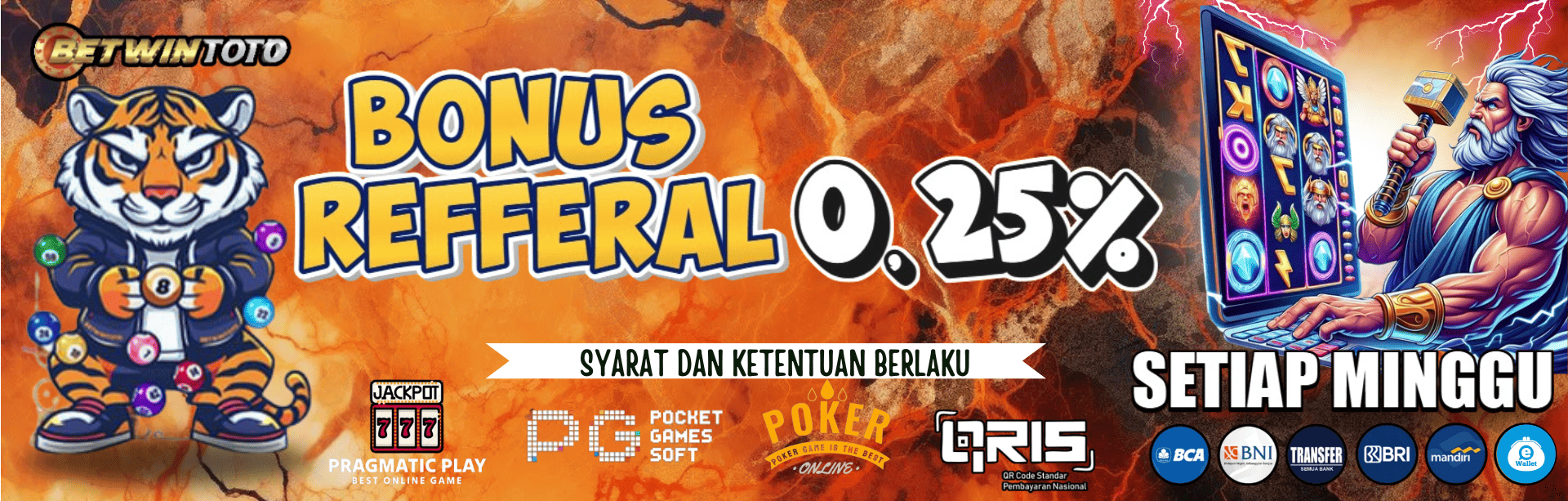 BONUS REFERRAL up to 0,25% SEMUA PERMAINAN